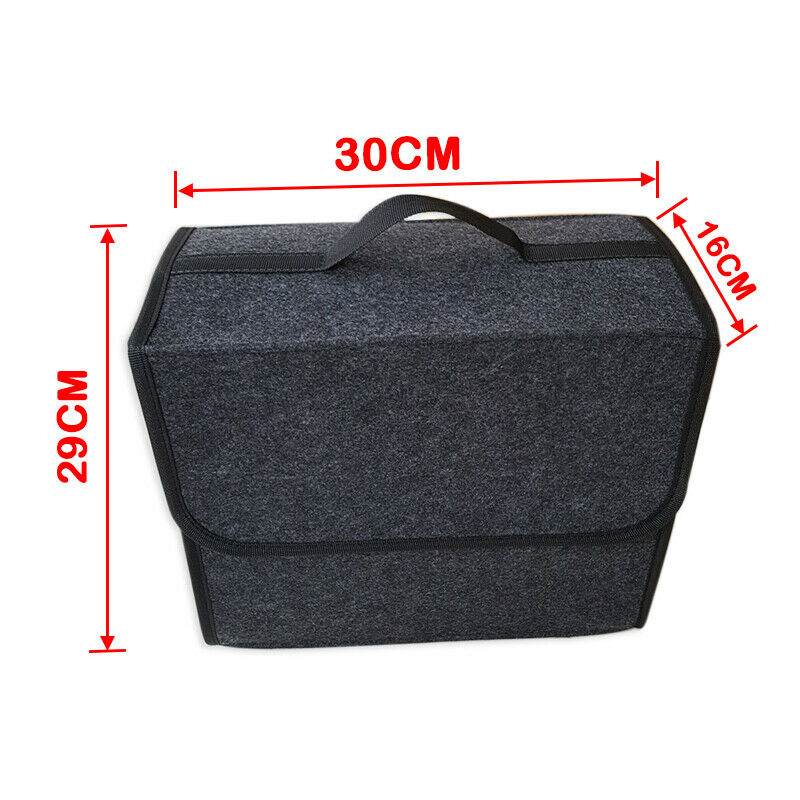 Gray Soft Woolen Felt Car Trunk Organizer Bag Fireproof Stowing Tidy Storage Box