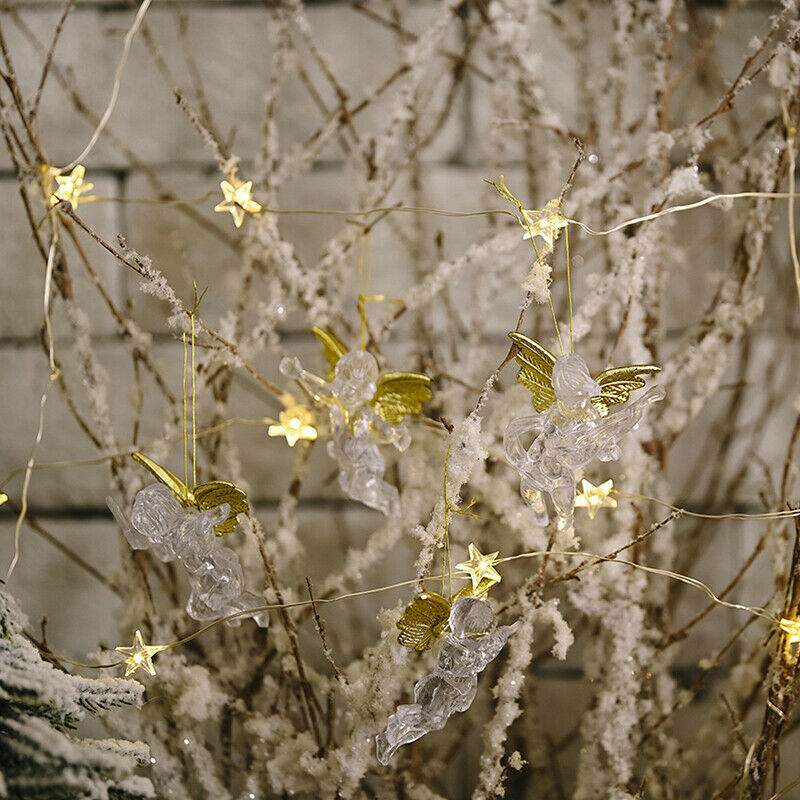 4Pcs Christmas Tree Hanging Transparent Angel Decoration for Xmas Party Ornam KX