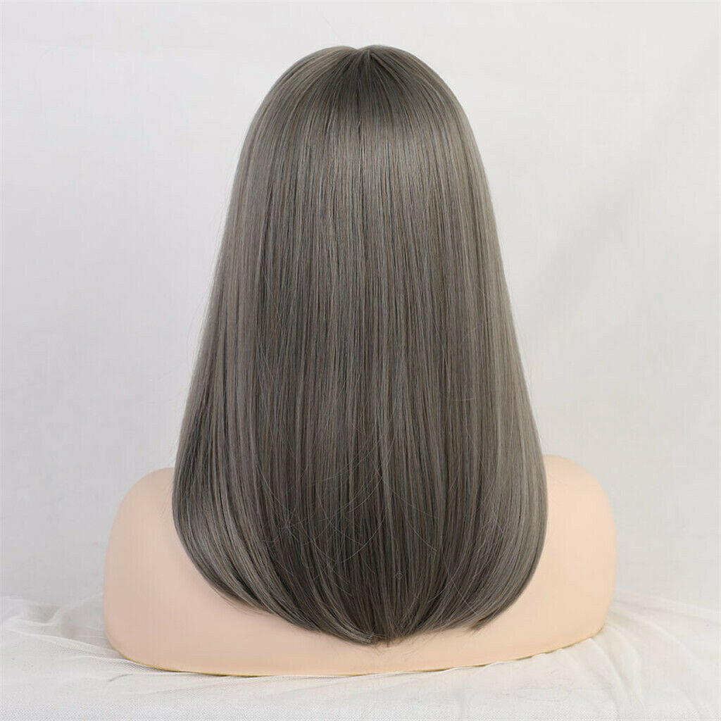 Fashion Women's Straight Bob Wigs Synthetic Natural Party Costume Wig Gray