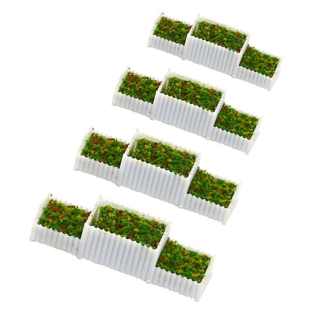 5x OO 1:75 E Shape Flower Beds Miniatures Set for Sandtable Train Decor Accs