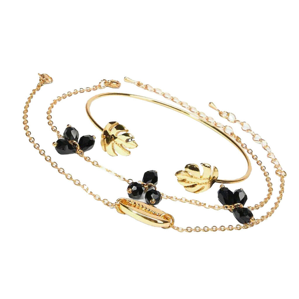 3pcs Fashion Crystal Bracelet Charm Bangle Alloy Wristband Lady Jewelry Gift