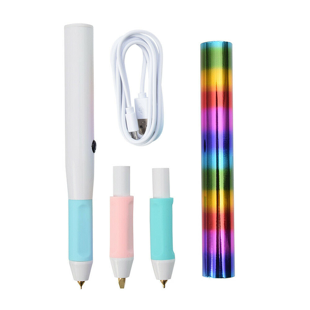 Heating Foil Pen Set Hand Held USB Paper Leather Replacement Head Art Craft DIY