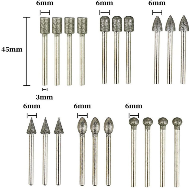 42PCS Diamond Grinding Carving Cutting Wheel Burr Bit Set For Dremel Rotary Tool