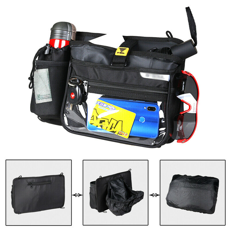 Scooter Bikes Front Hanging Storage Bag Cup Luggage Tool Bag + Waterproof Cover