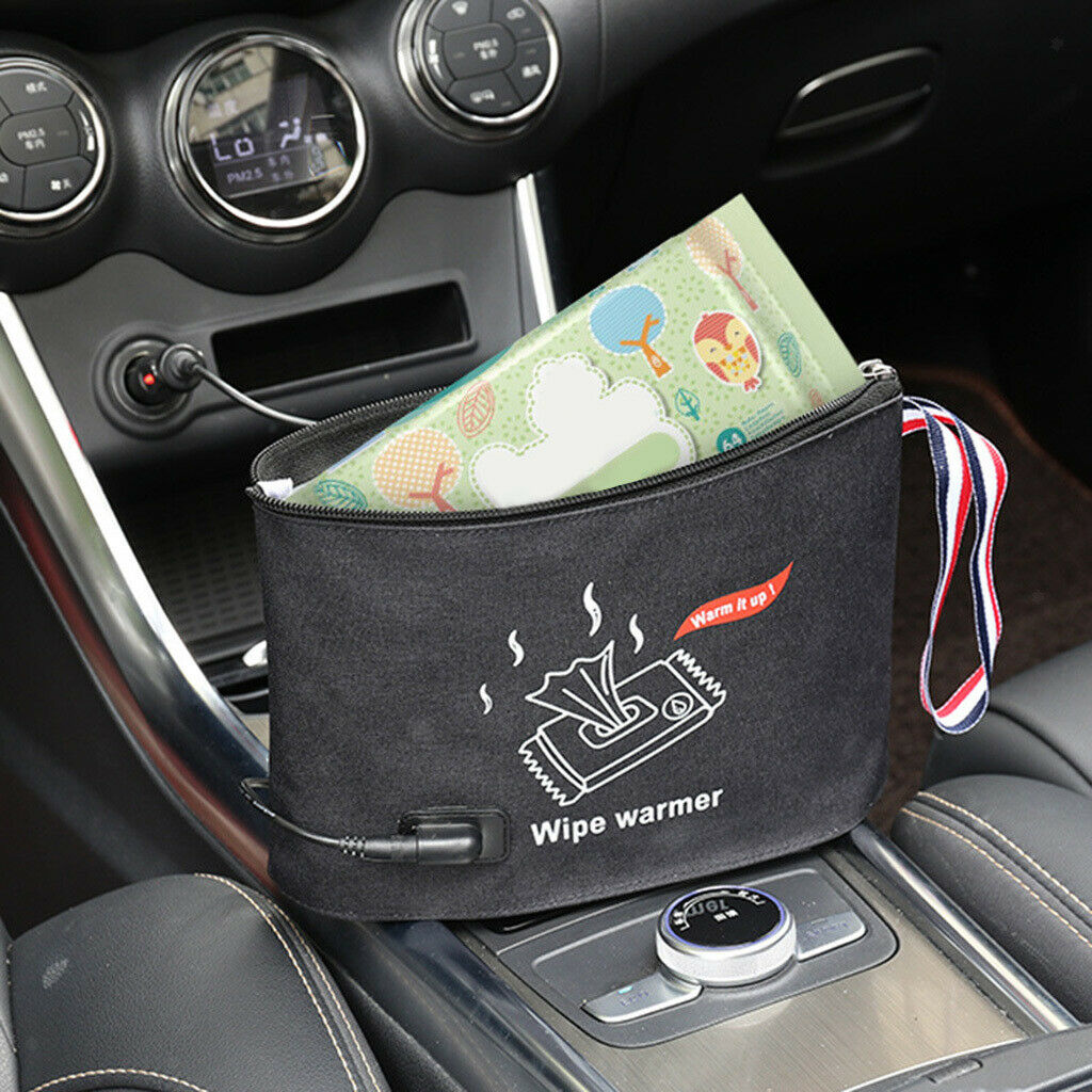 Car Vehicles Baby Wet Wipe Heater Bags Napkin Pouch Heating Holder Black