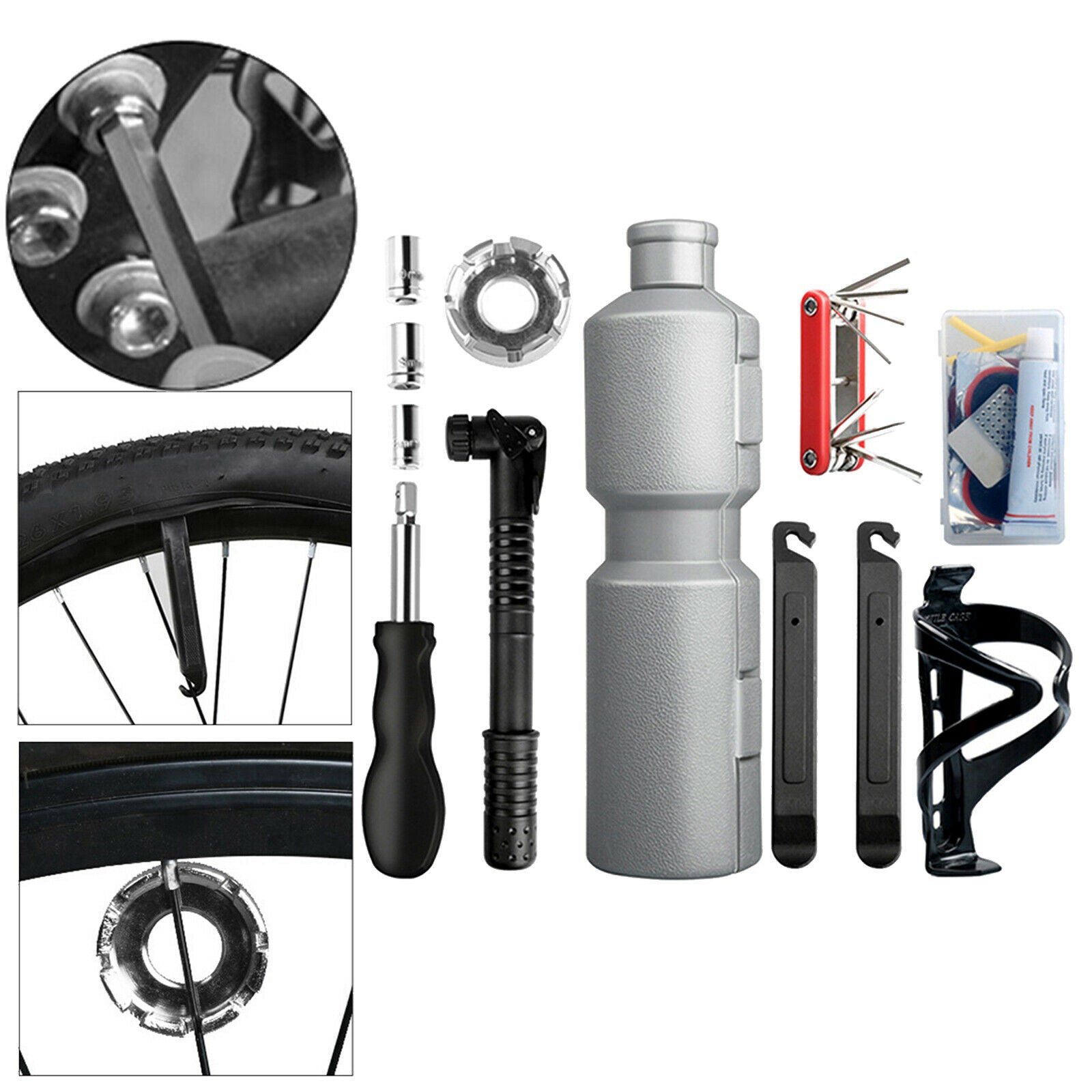 Bike Repair Tools Cycling Bicycle Bottle Cage Fixed Set for Road Bikes