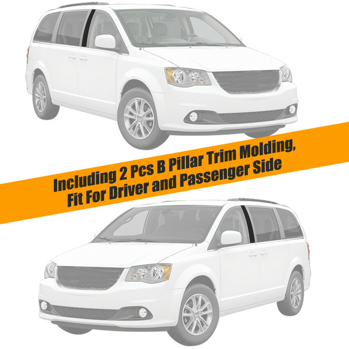 2X Black Pillar Posts for Chrysler Town & Country/Dodge Caravan 2008-2020