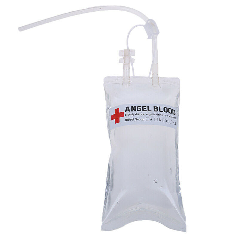 500ml Reusable Blood Bag Drink Halloween Party Long Tube Filling ,KNQ XC