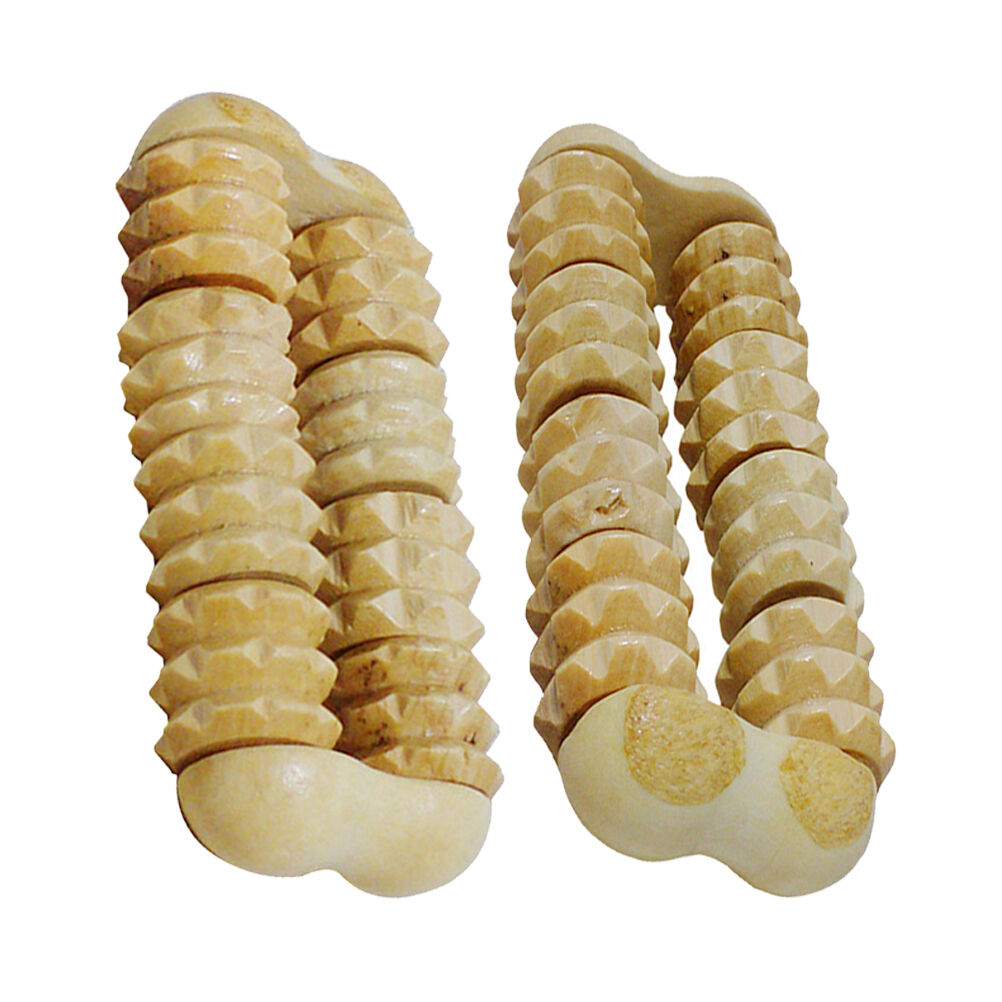 2x Raw Wooden Roller Hand Massagers Stress Relief Health Relax Massag.l8