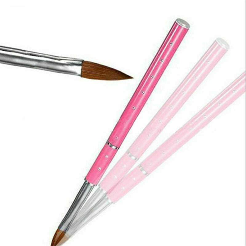 1pc Tool For Nail Art Acrylic Brush Metal Handle With Diamond Kolinsky Hair 8#