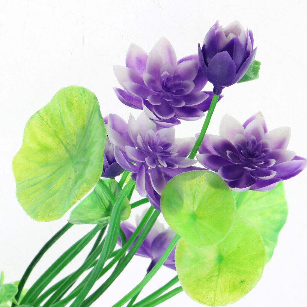 1 Pc Simulation Lotus Aquarium Landscape Artificial Fish Tank Plants Purple