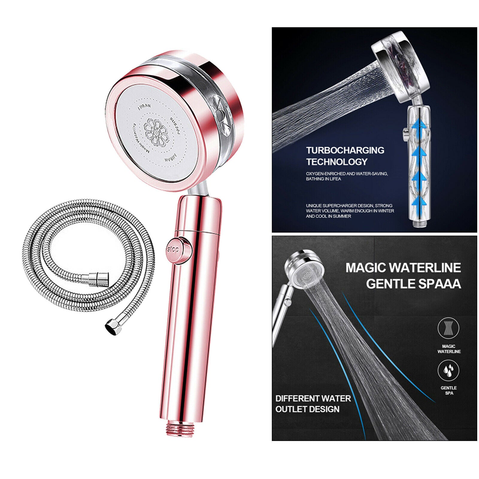 High Pressure Handheld Shower Head for Bathroom Pink
