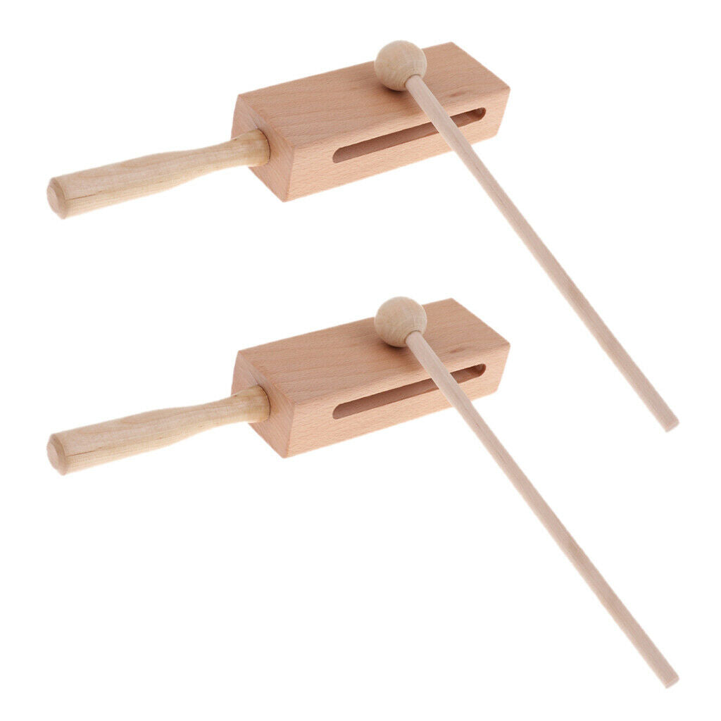 2 Set Novelty Hand Percussion Block with Mallet Christmas Birthday Gift Toys
