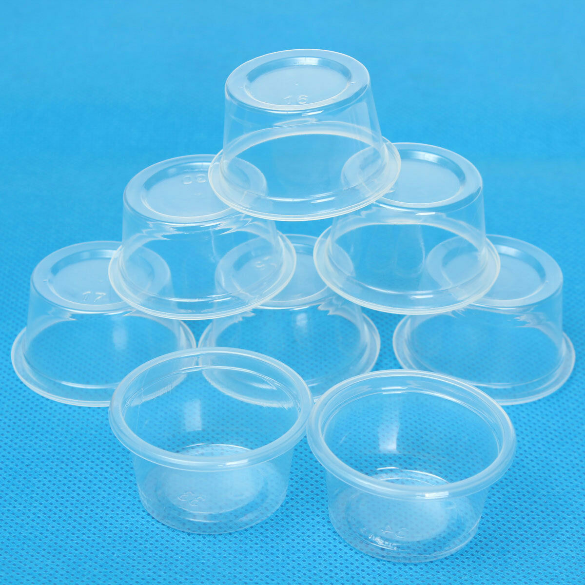 100Pcs 1oz 30ml Cup With Lid Clear Plastic Pudding Jelly Sauce Bowl Home Party