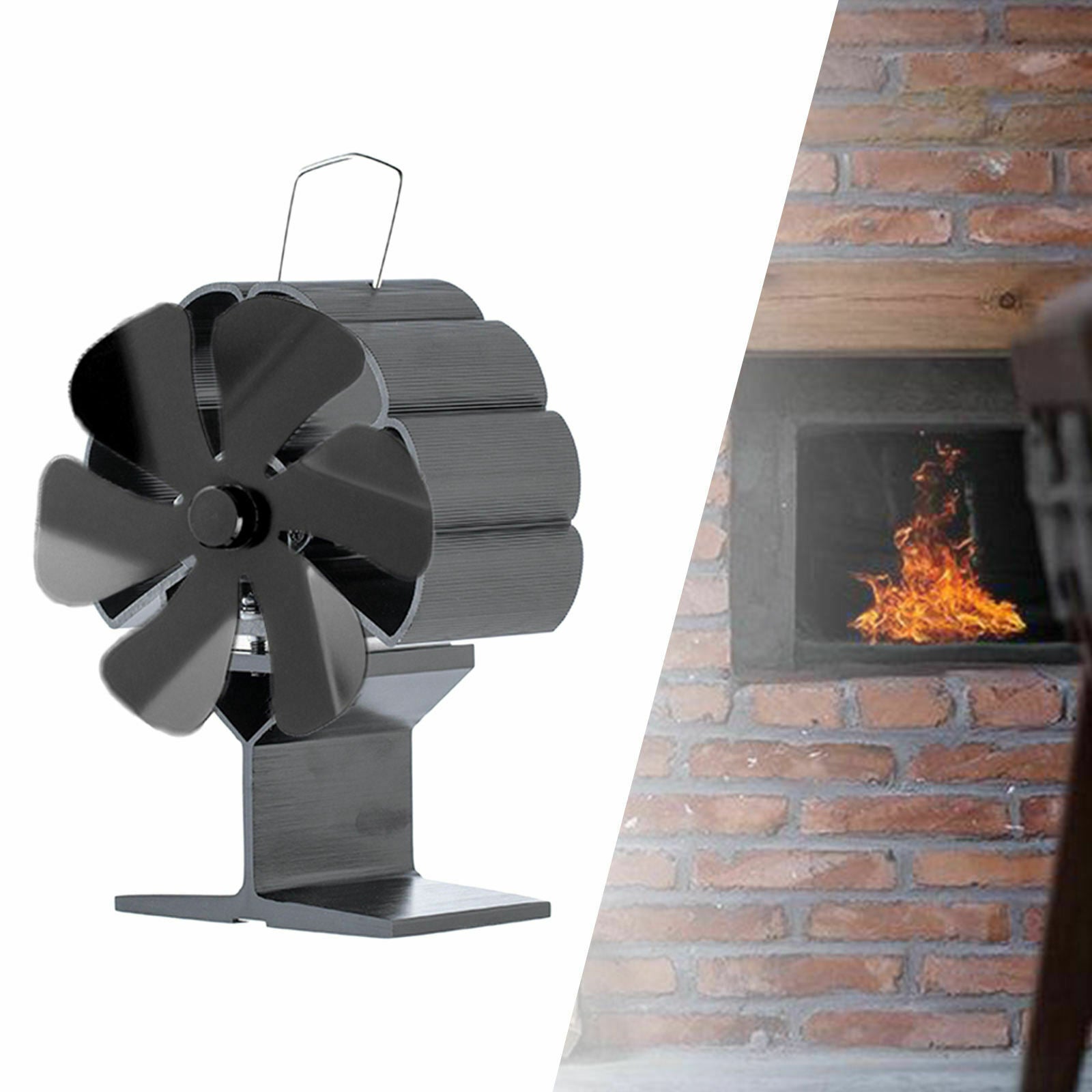 6 Blades Fireplace Fan Wood/Logs Stove Burner Fan Eco Friendly Log Burner