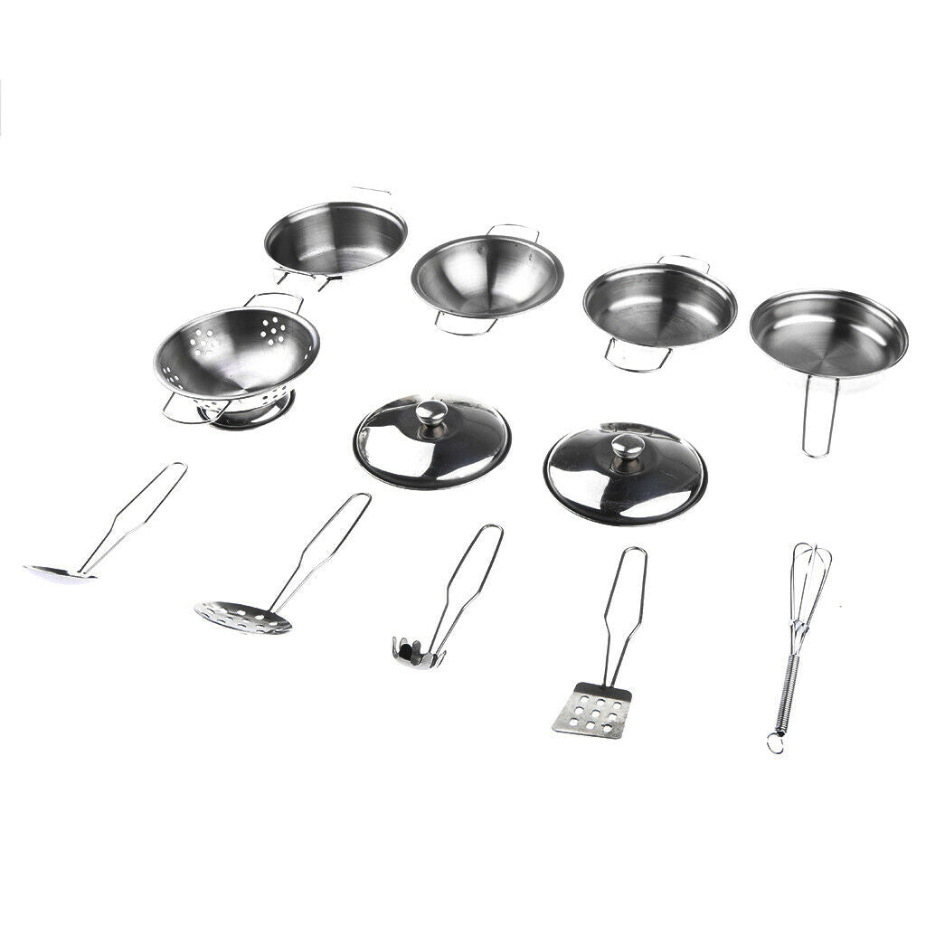 12pcs Simulation Kids Kitchen Cookware Pans Pots Utensils Role Play Toys C