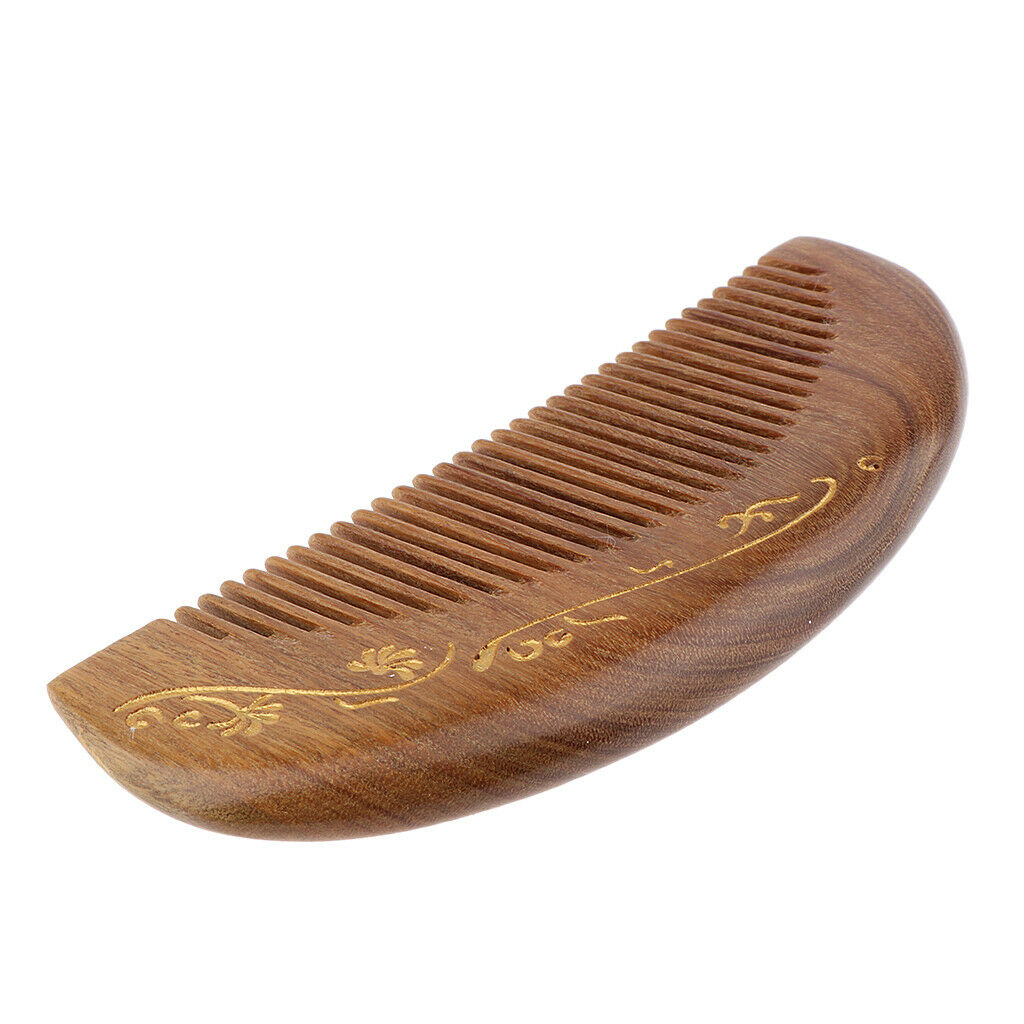 Wide Tooth Natural Wooden Hair Comb Anti-static Massage Detangler Comb Half Moon