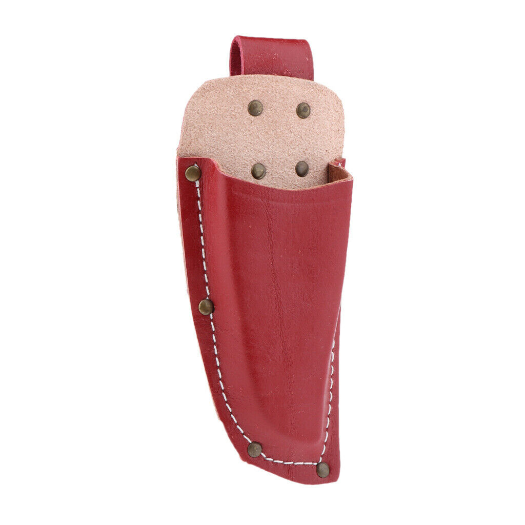 Leather Sheath Pouch Holder Gardening Tool for Pruning Plier Shears Red