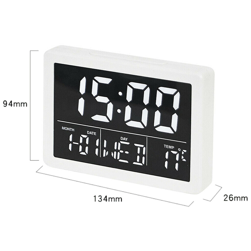 Multifuncational Desk Alarm Clocks 6 Volume for Bedroom Study Room White