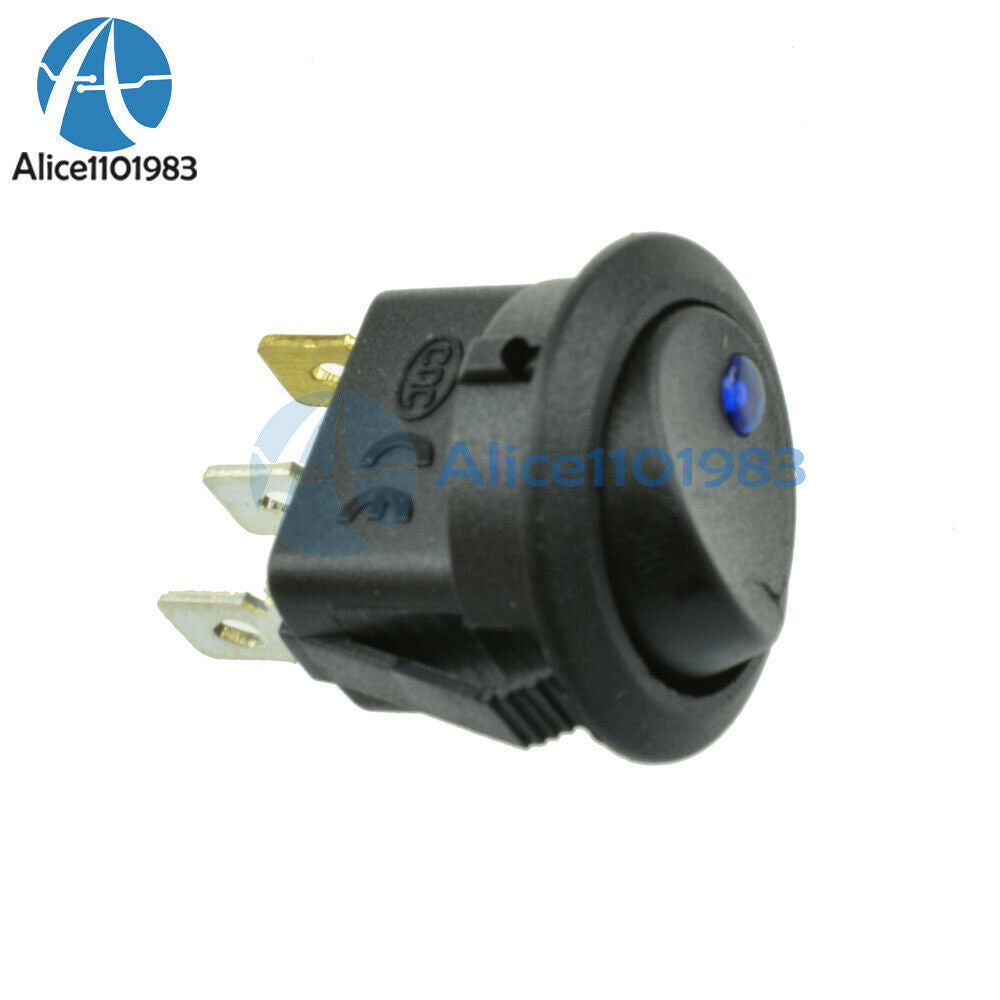 20Pcs 12V LED Dot Light Car Auto Boat Round Rocker ON-OFF Toggle Switch Blue