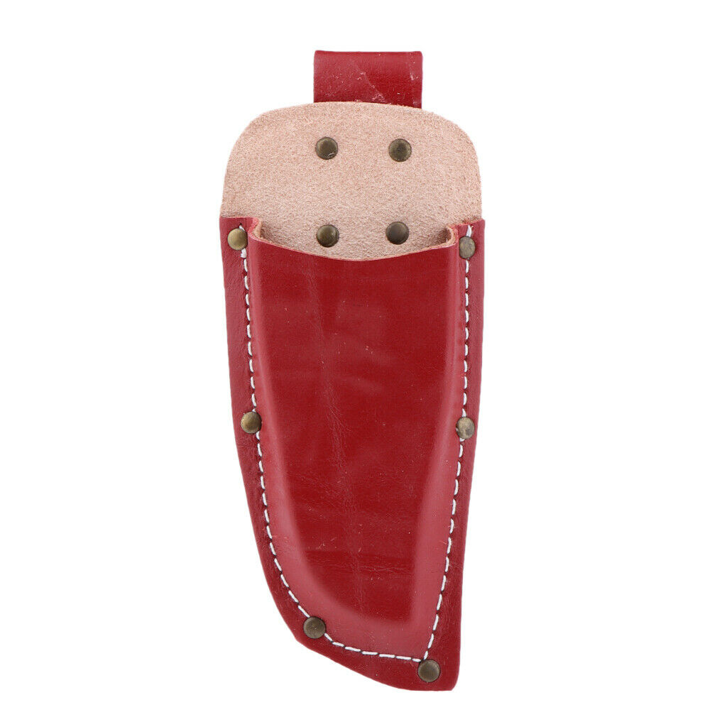 Leather Sheath Pouch Holder Gardening Tool for Pruning Plier Shears Red