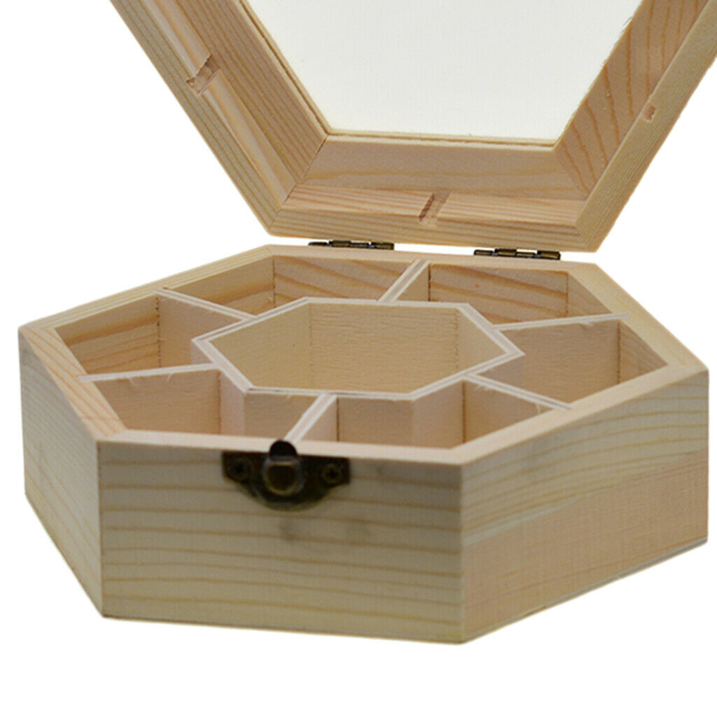 Natural Wood Box Unfinished Plain Wooden Jewelry Storage Case Art DIY Craft