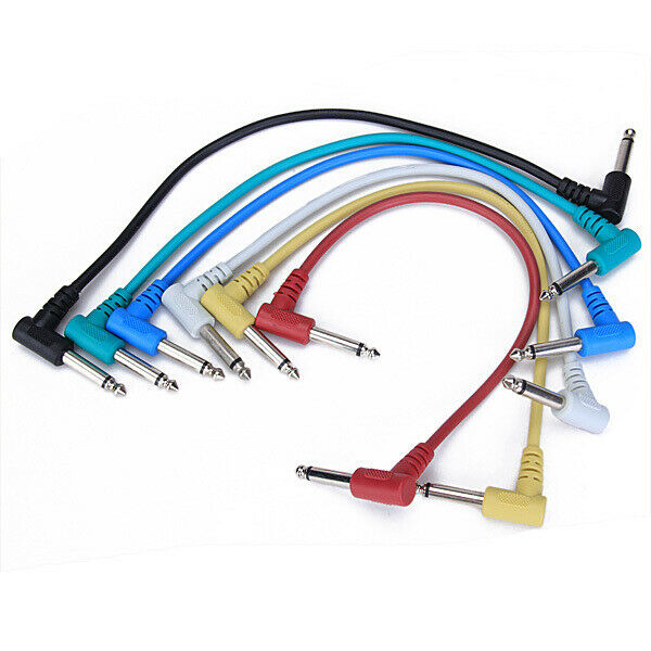 6 Pieces Patch Cables Leads for Guitar Effect Pedal 6.35mm Jack 1/4" DIY