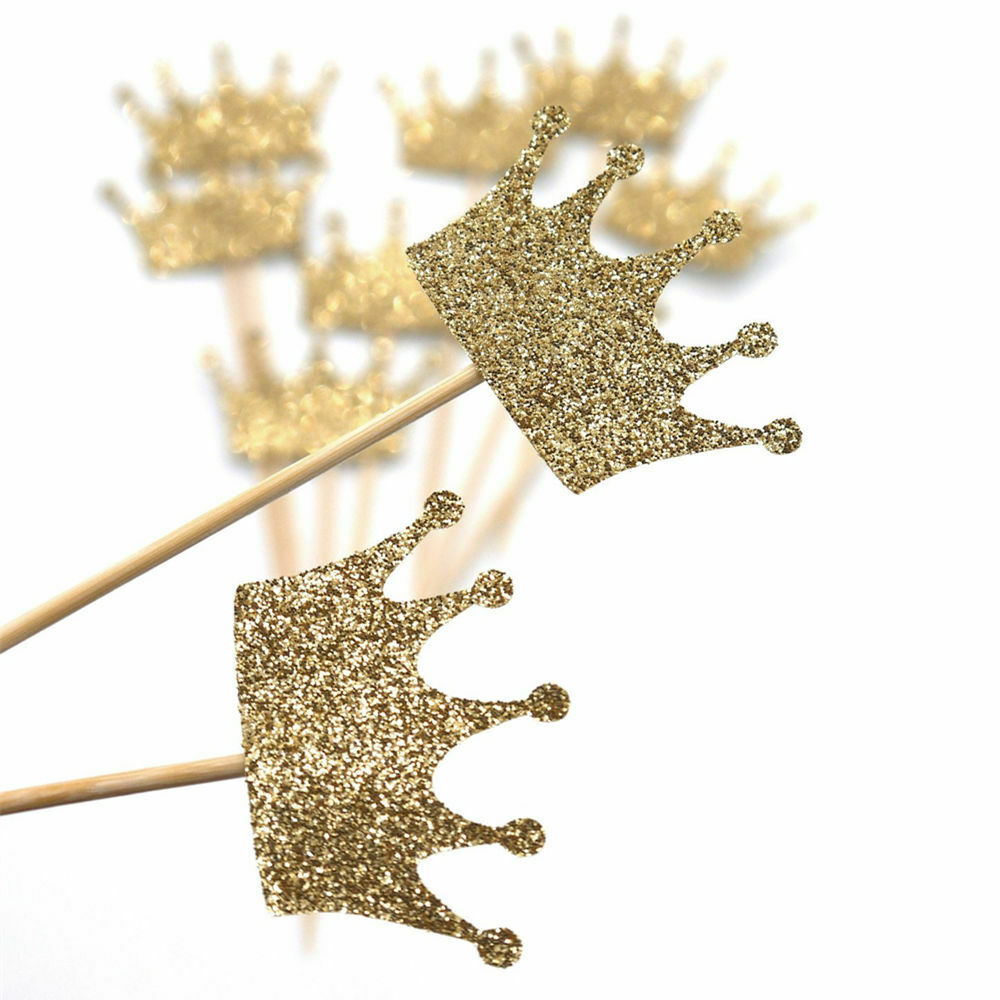 20pcs Cake Toppers Crown Cupcake Picks Christmas Party Favor Cake Ornament
