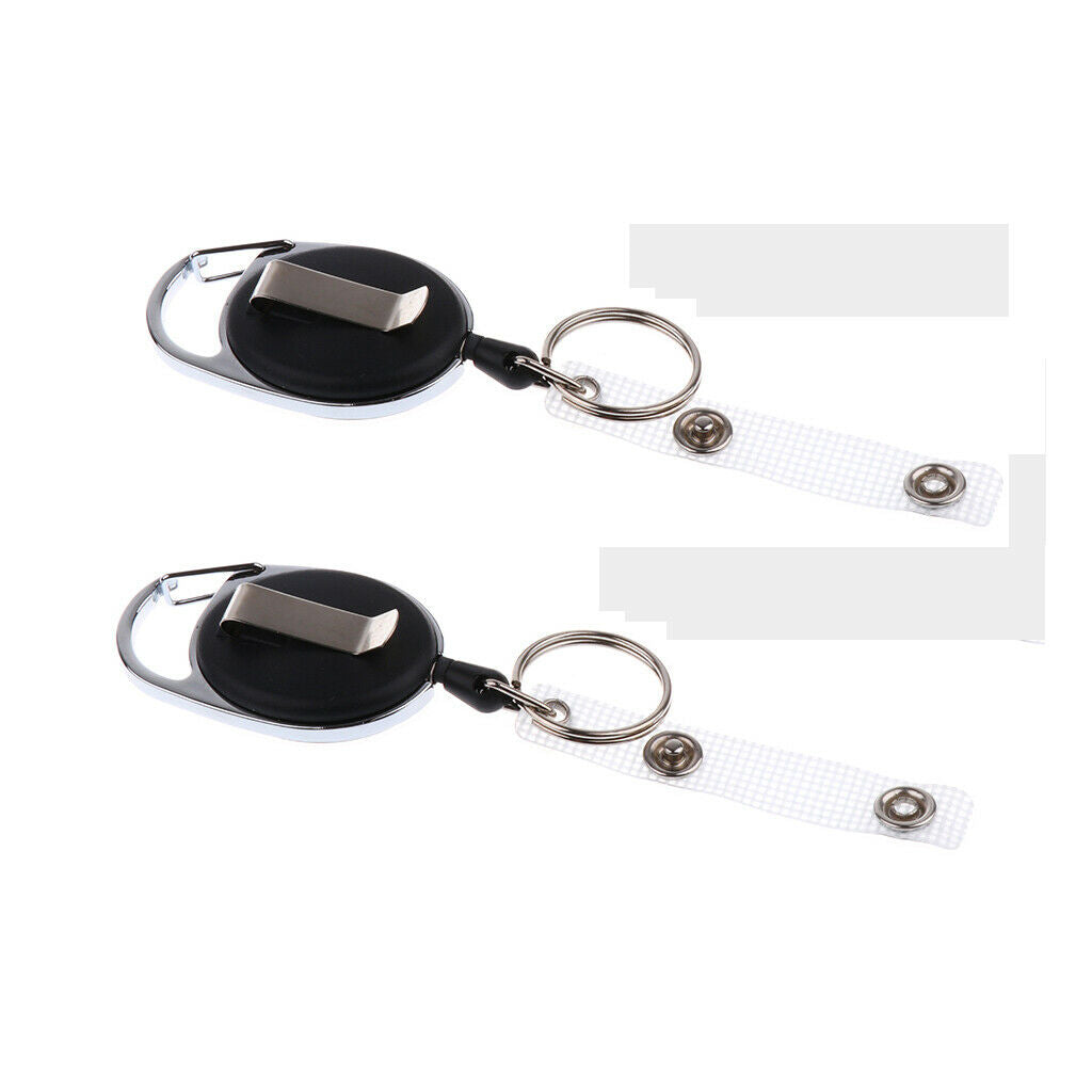 2pcs Durable 60cm Steel Wire Retractable Key Chain Key Ring Reel ID Holder