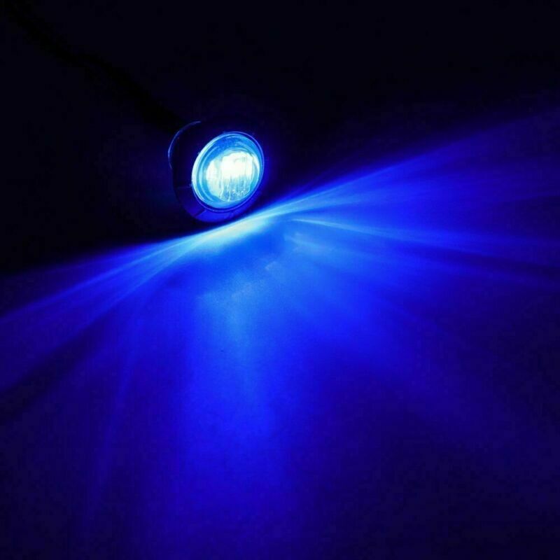 Pack10 Smoked Round Side Marker lights 3/4"LED Bullet Light Truck Trailer Blue