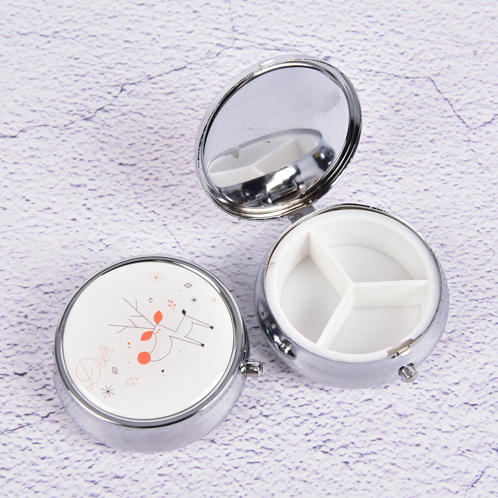 New Metal Folding pill case Medicine Organizer Box Makeup Storage Contain.l8