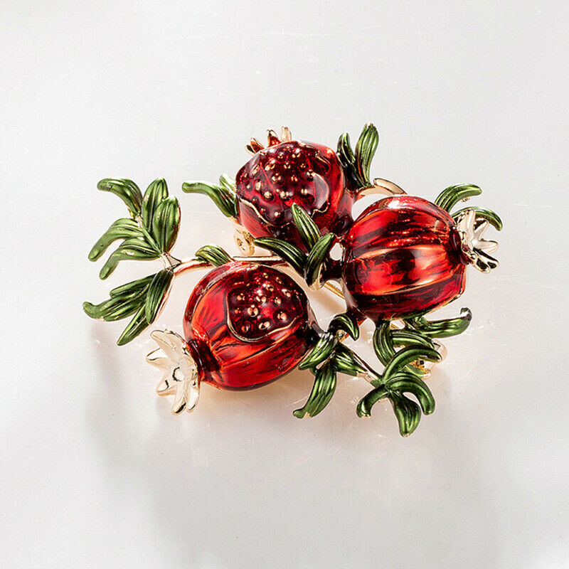 Trendy Enamel Pomegranate Fruit Brooch Lapel Pin Clothing Scarf BadgesJewel N_DD
