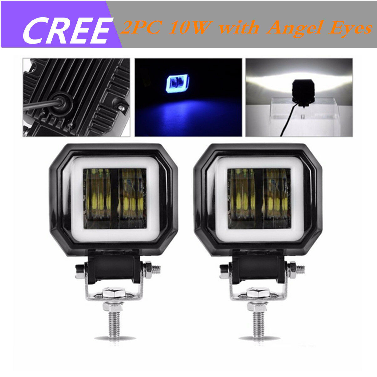 2pcs 40W 3" inch LED Spot Work Driving Light Offroad Car Motorcycle SUV ATV Jeep