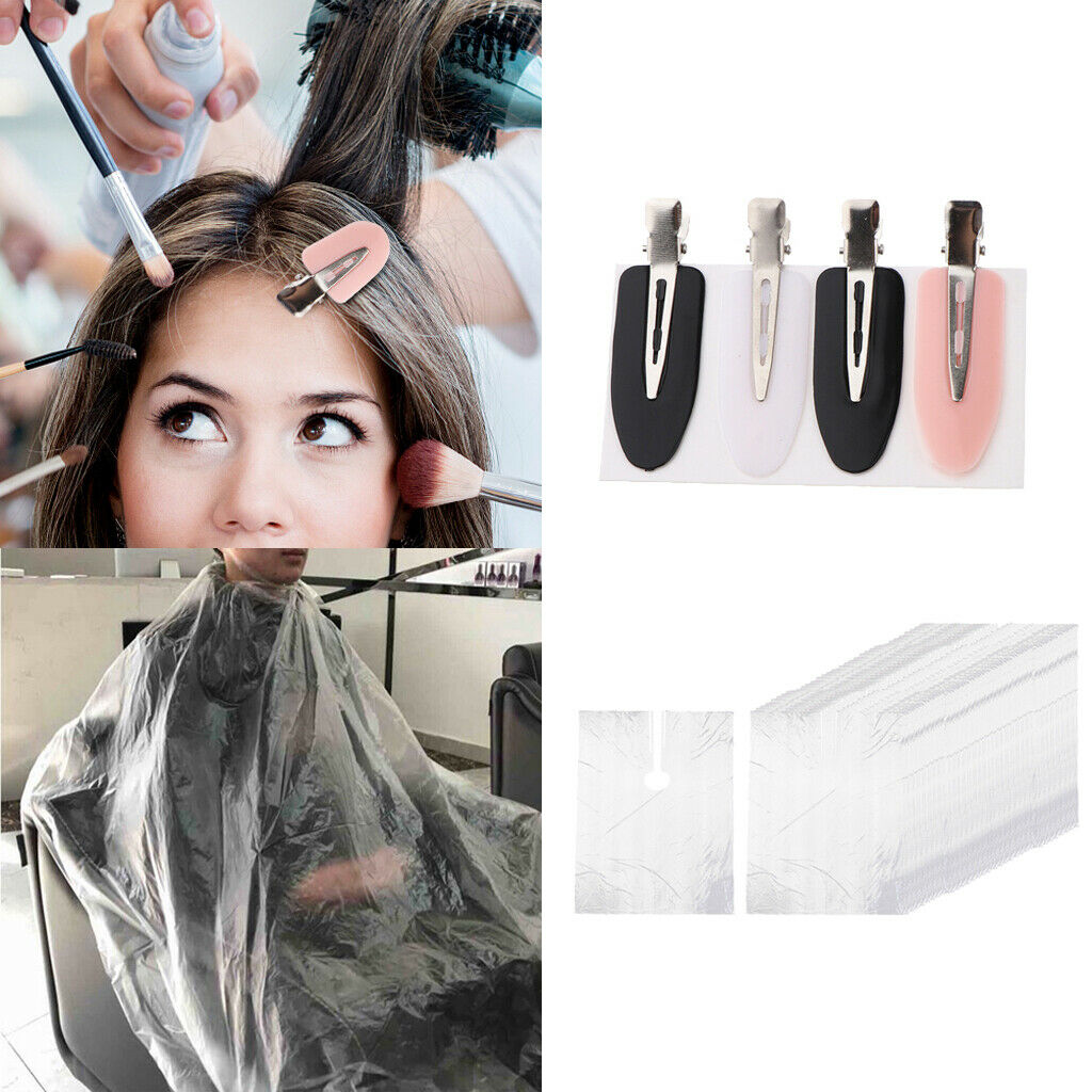 200Pcs Disposable Hair Cutting Capes DIY Hair Styling Apron w/ 4pc Hair Clip
