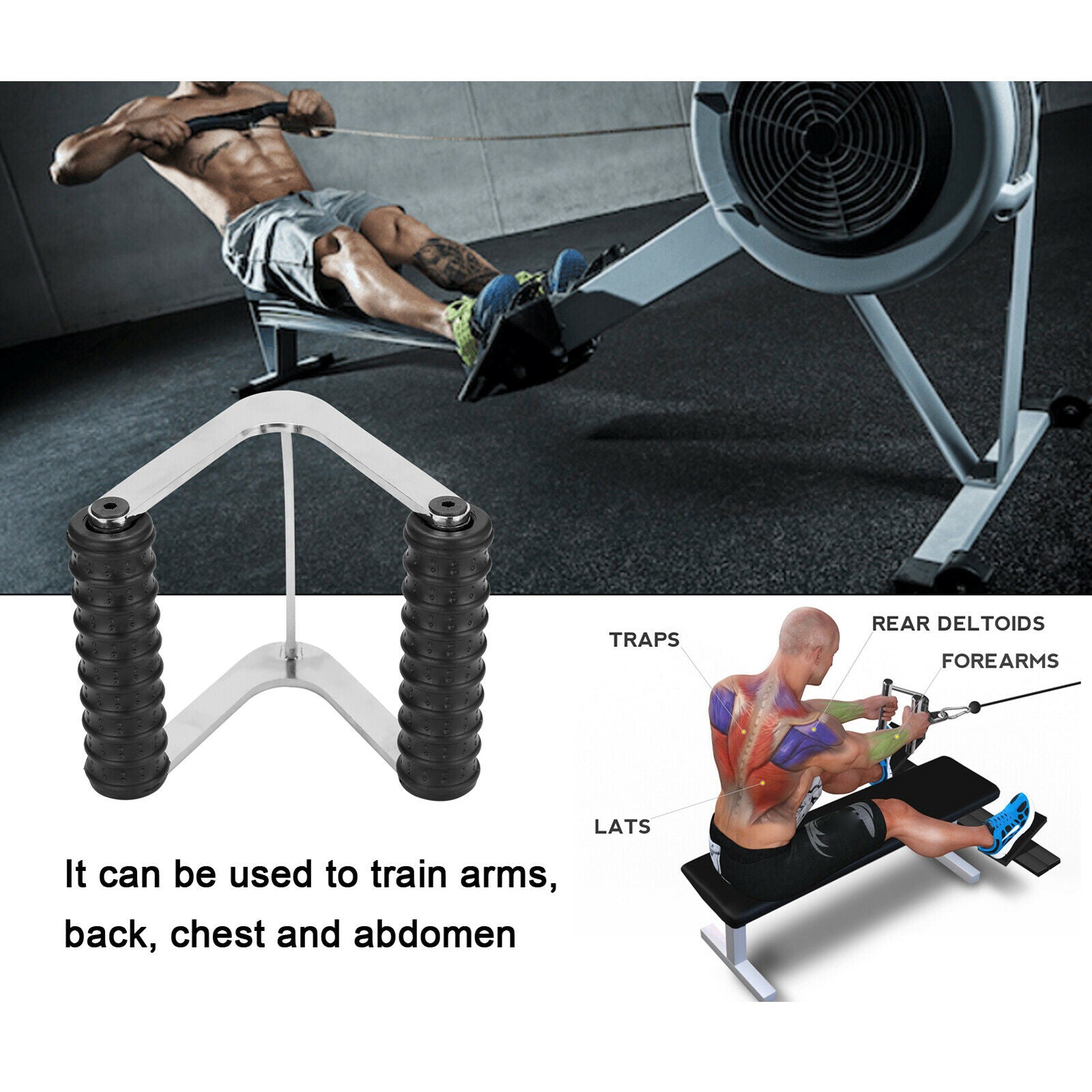 Rowing V-Shaped Bar Handle Gym Cable Equip Pull-Down Rod Attachment Set