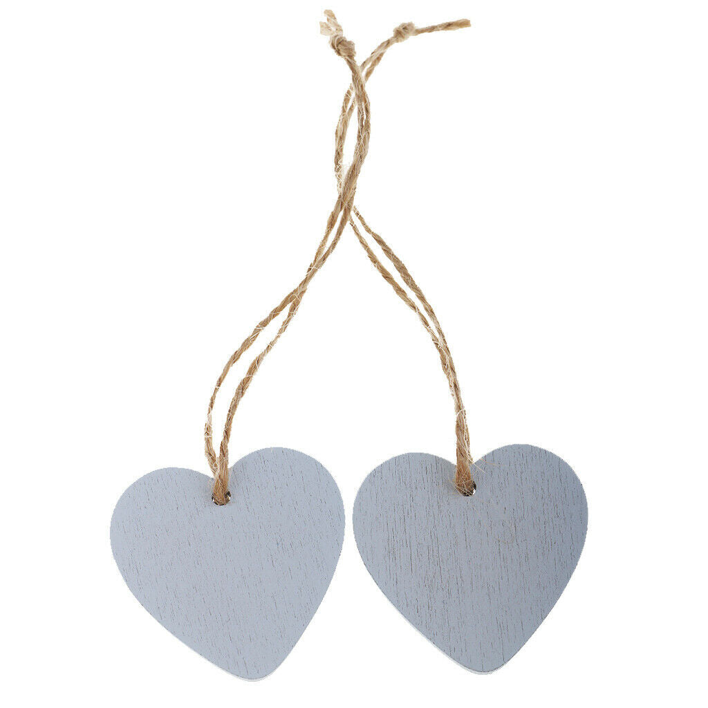 40x Simple Painted Small Wood Heart Message Gift Tags Signs Hanging Crafts Home