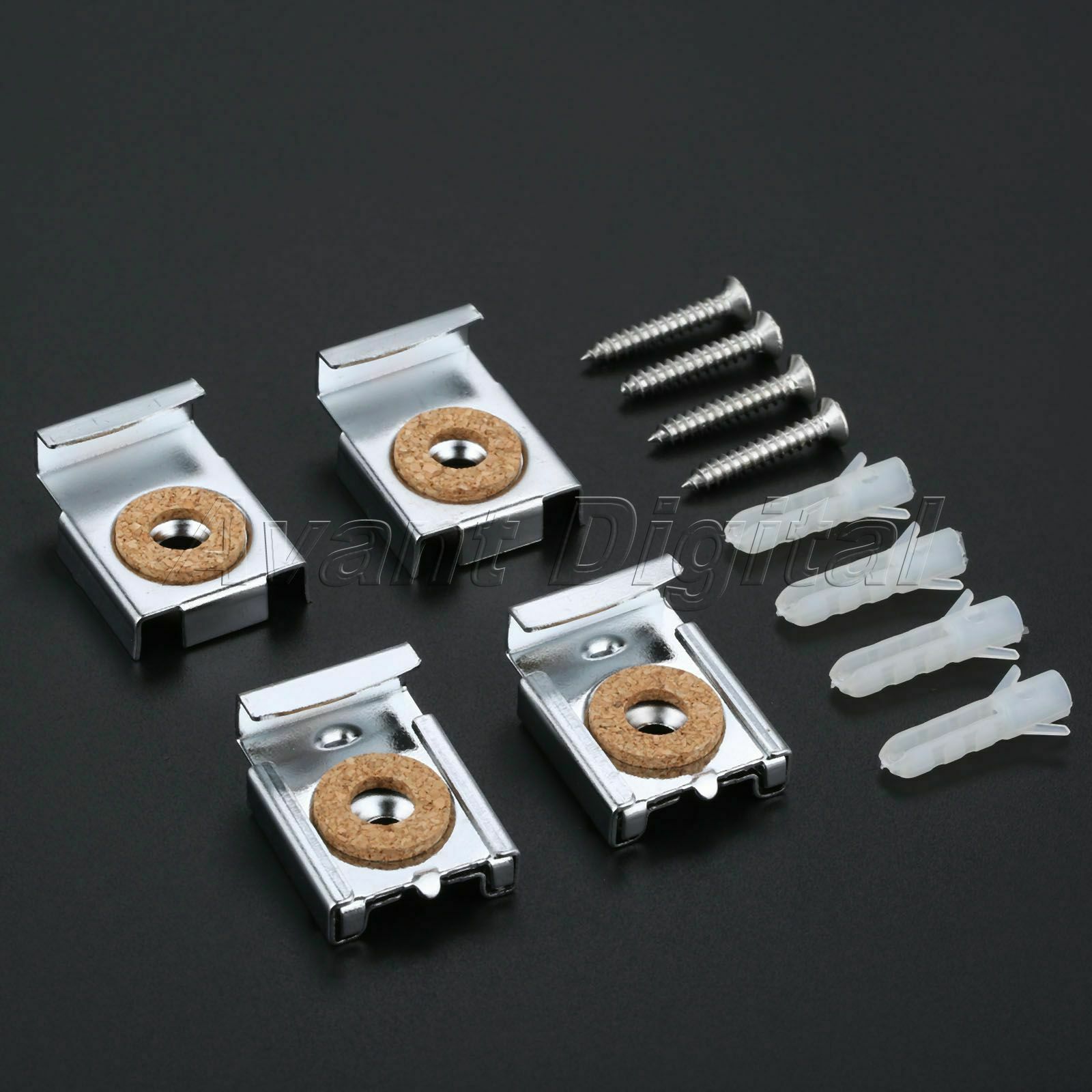 Frameless Certificate Notice Board Mirror Glass Wall Hanging Fixing Clips Kit