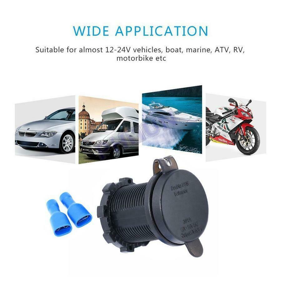 Motorcycle ATV Charger Supporting QC 3.0 Adapter Dual USB Port Fast Charge 36W