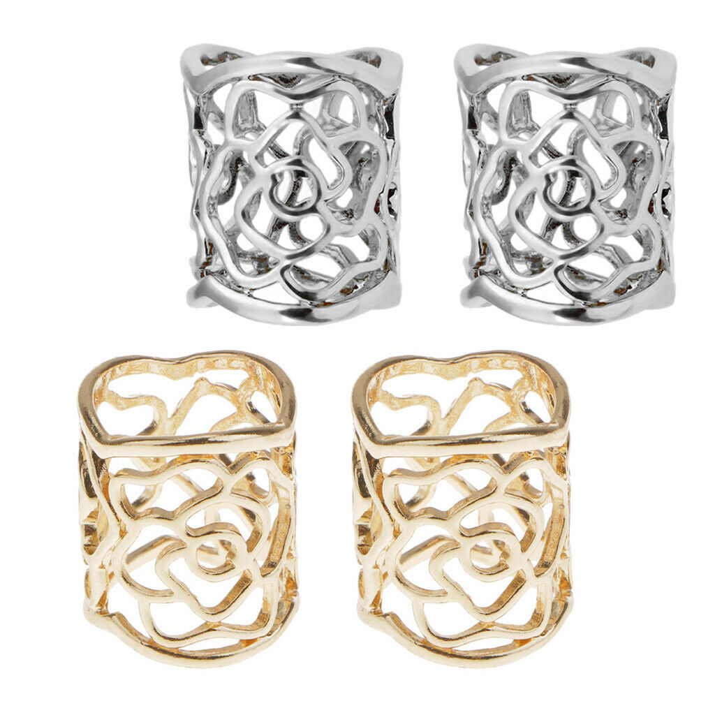 4x Fashion Silk Scarf Buckle Anti-slip Flower Filigree Scarf Ring Clip