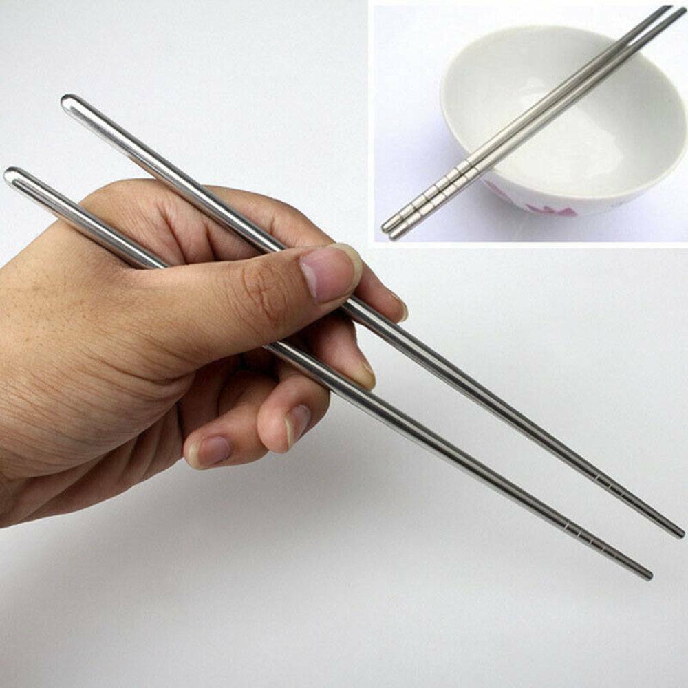 1 Pair Stainless Steel Reusable Chopsticks Metal Korean Chinese Chopsticks New â¤