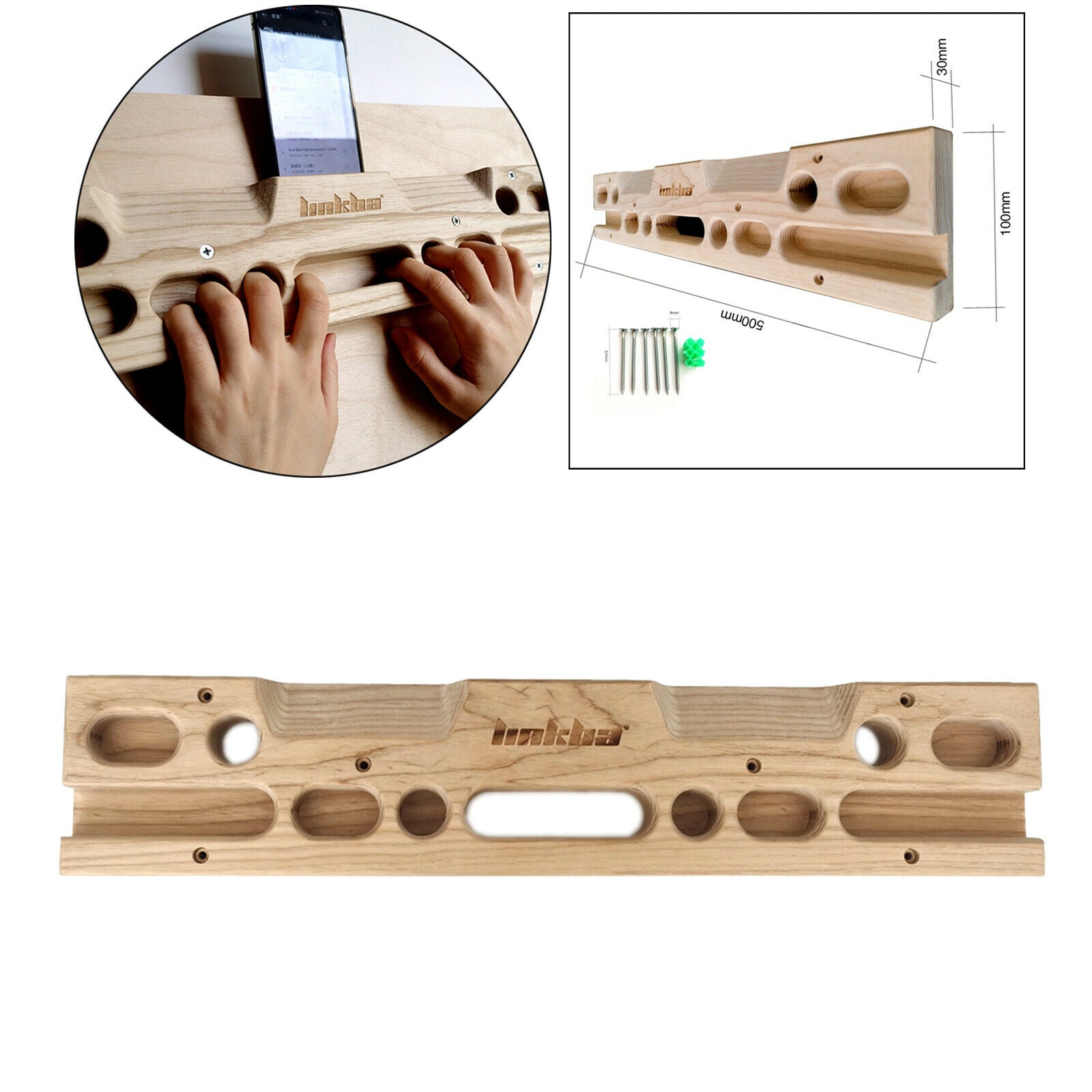 Wooden Climbing Hangboard Jugs Fingerboard Fingers Wrist Pinch Grip Gripper
