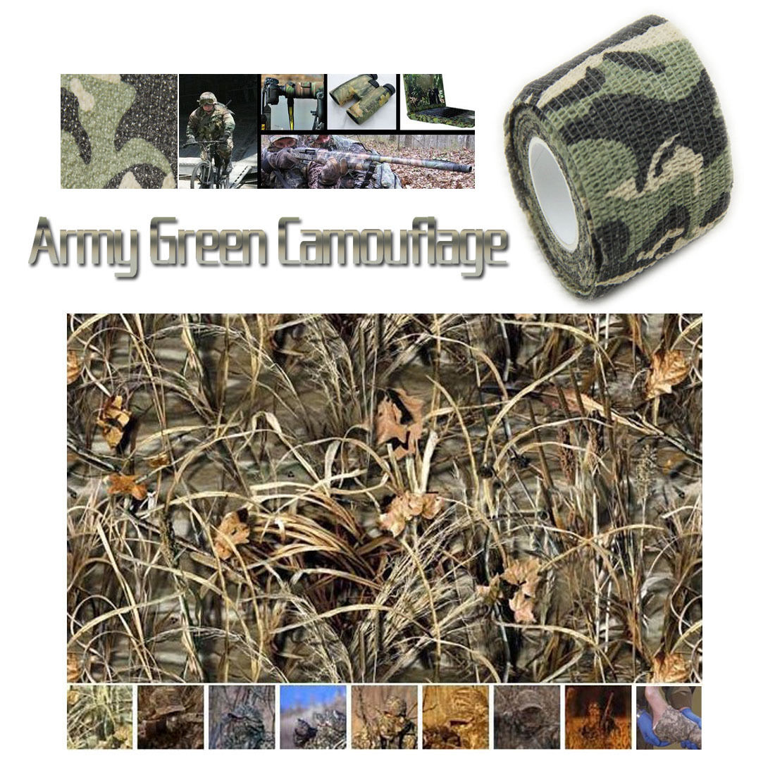 5PCS Lots 5CM X 4.5Meter Camo Hunting Camping Camouflage Stealth Tape Waterproof