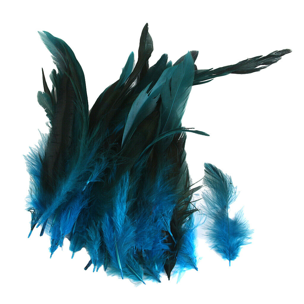 100x Purple Blue Dyed Rooster Feathers Embellishment for DIY Crafts 12-18cm