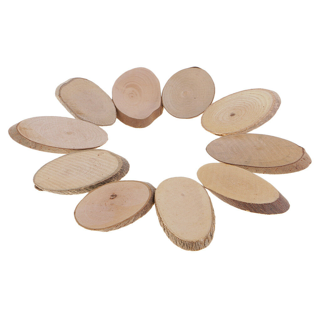 10pcs Wood Oval Log Slices Tree Bark Discs for Wood Crafts Woodworking 6cm