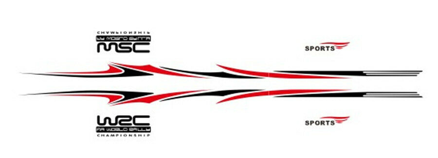 Car Body Side Door Vinyl Decals Sport Racing Stripe Graphic Stickers Black & Red