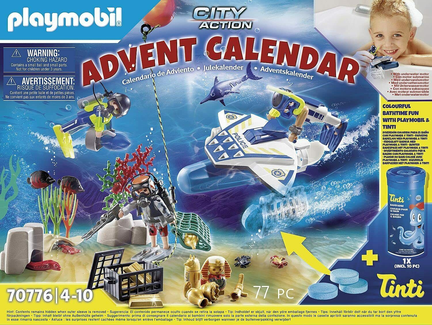 Playmobil 70776 Christmas Police Diving Mission Advent Calendar Bath Fizzers