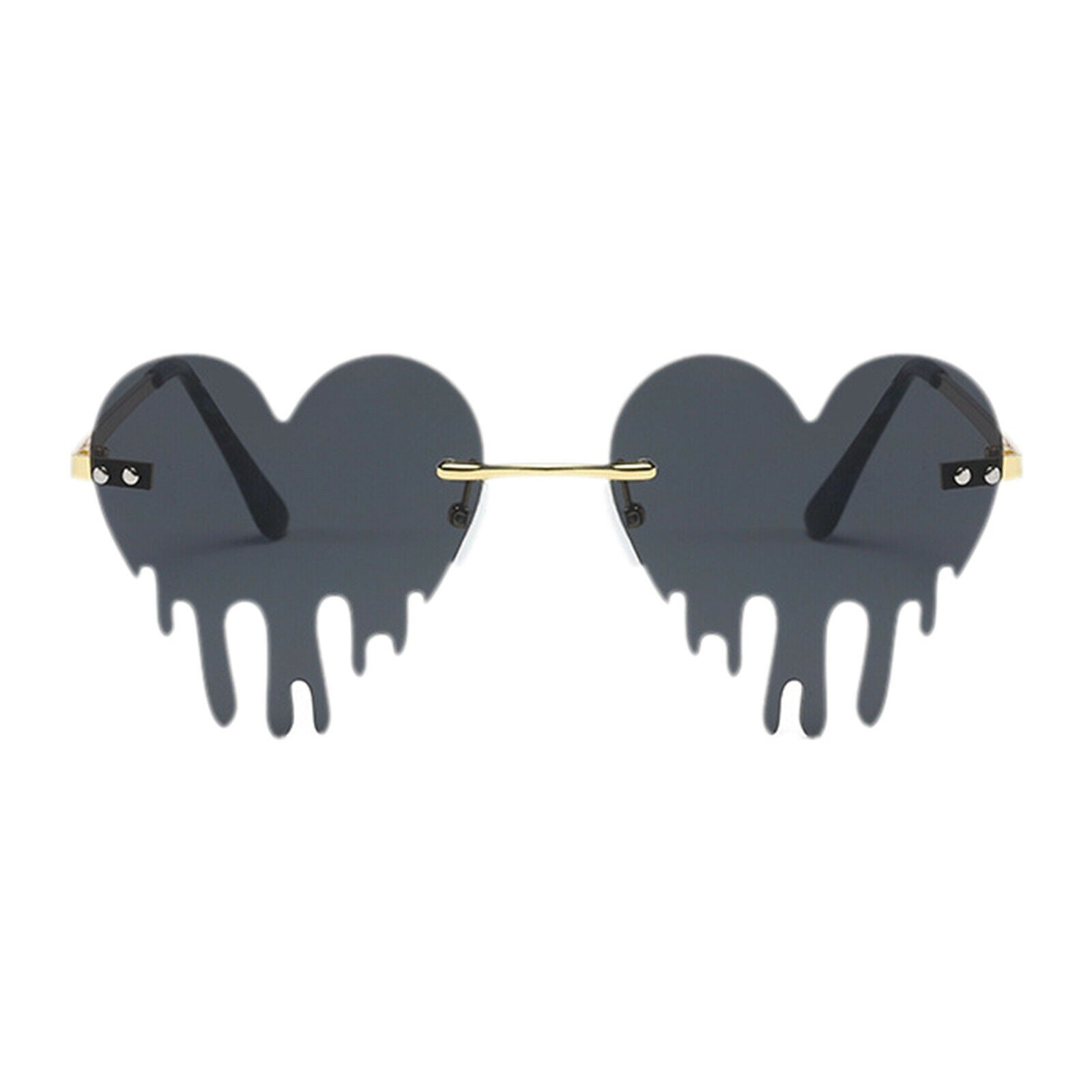 2x Dripping Heart Sun Glasses for Women Party Shades Eye Glasses Frameless