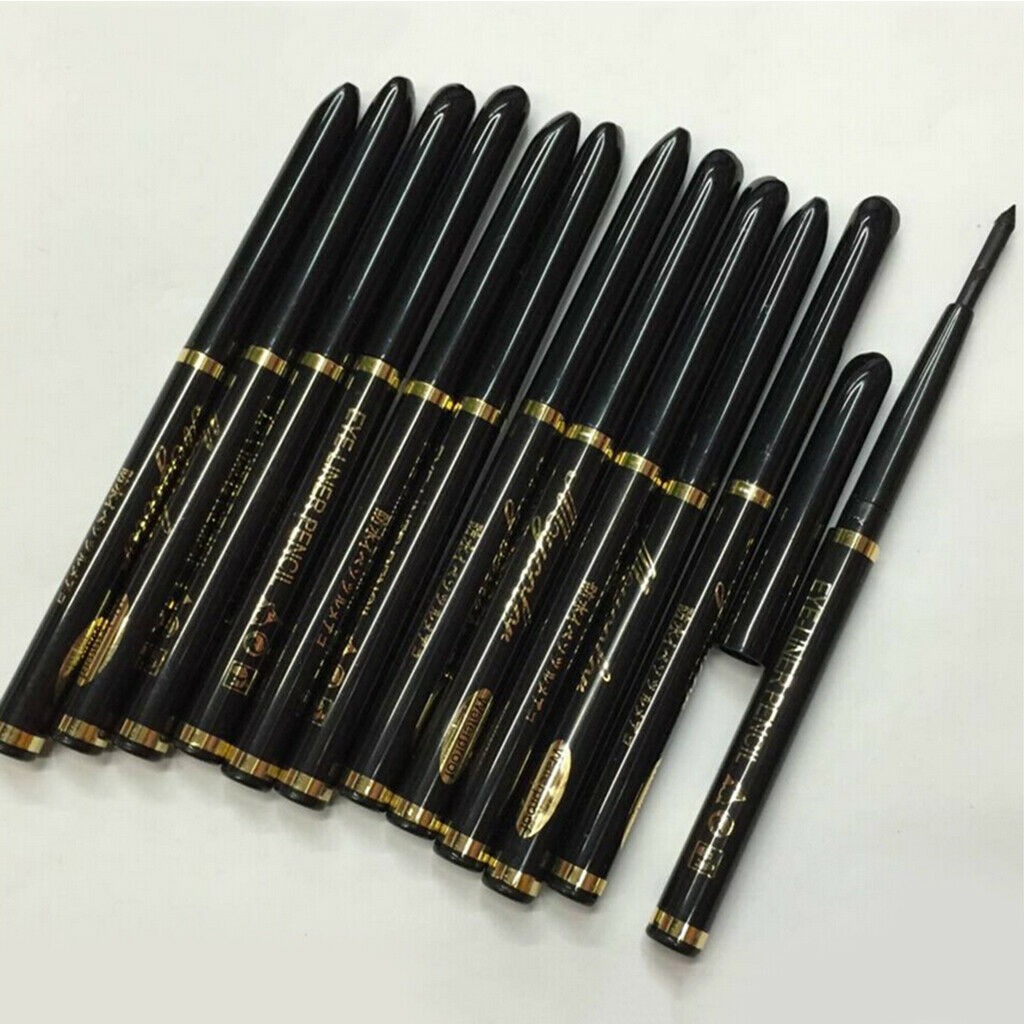 12x Black Waterproof Eye Shadow Eye Liner Eyeliner Pencil Makeup Pens Set