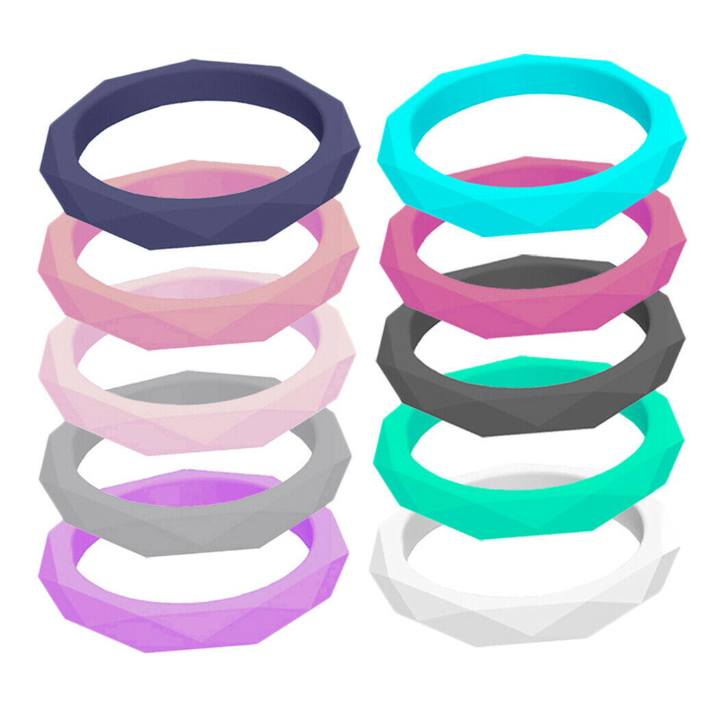 10 Pcs Men Women Rubber Silicone Wedding Ring Band Sport Outdoor Gift 6Yard