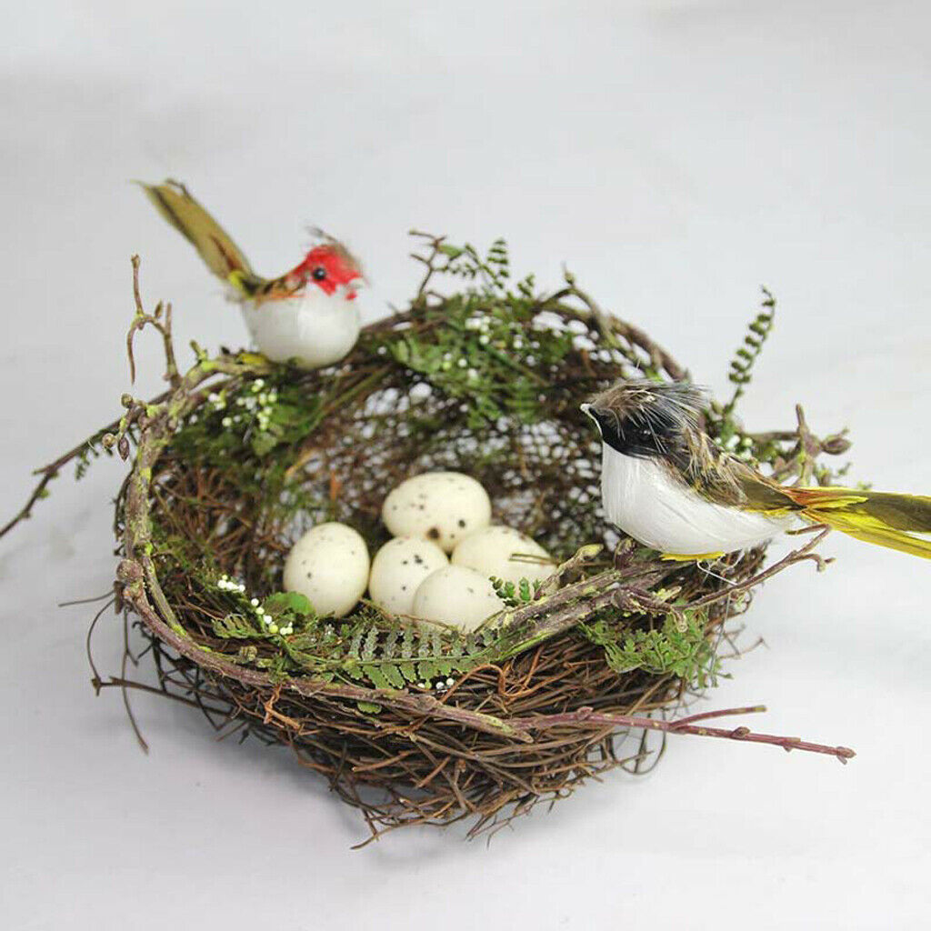 12Pieces Perched Woodland Birds Artificial Feather bird Ornaments Colorful